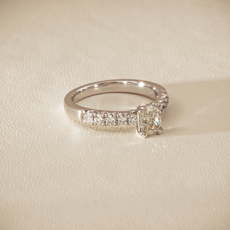 18ct White Gold .81ct Cushion-Cut Diamond Phoenix Ring - Ring - Walker & Hall