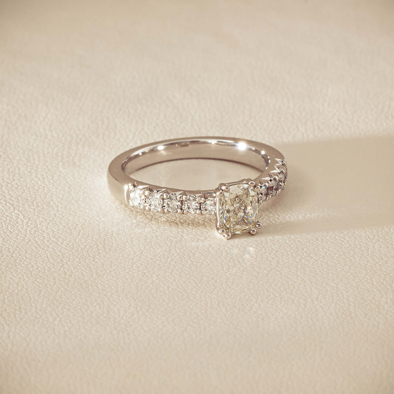 18ct White Gold .81ct Cushion-Cut Diamond Phoenix Ring - Ring - Walker & Hall