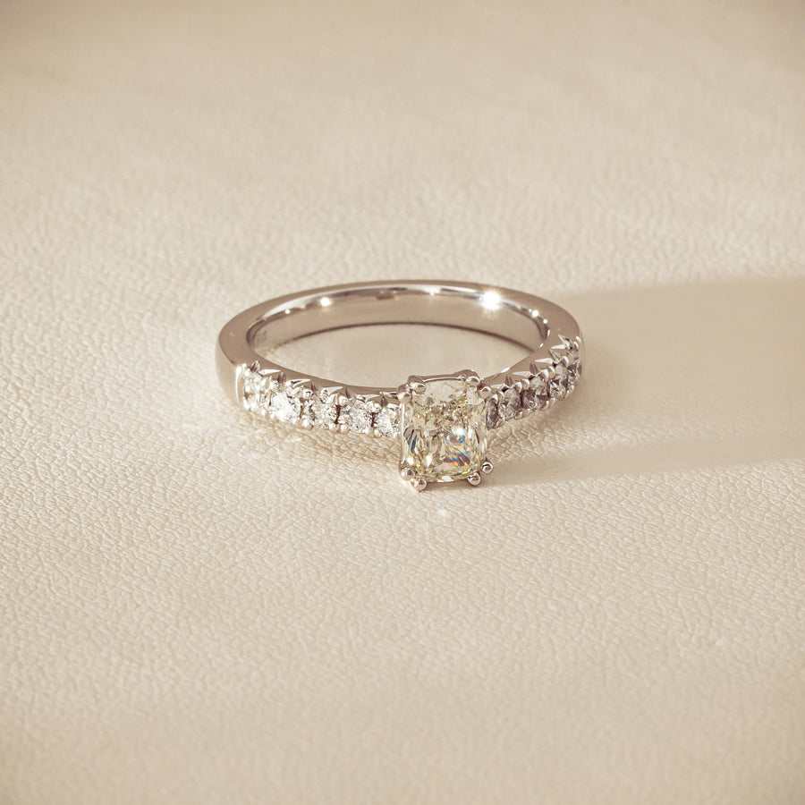 18ct White Gold .81ct Cushion-Cut Diamond Phoenix Ring - Ring - Walker & Hall