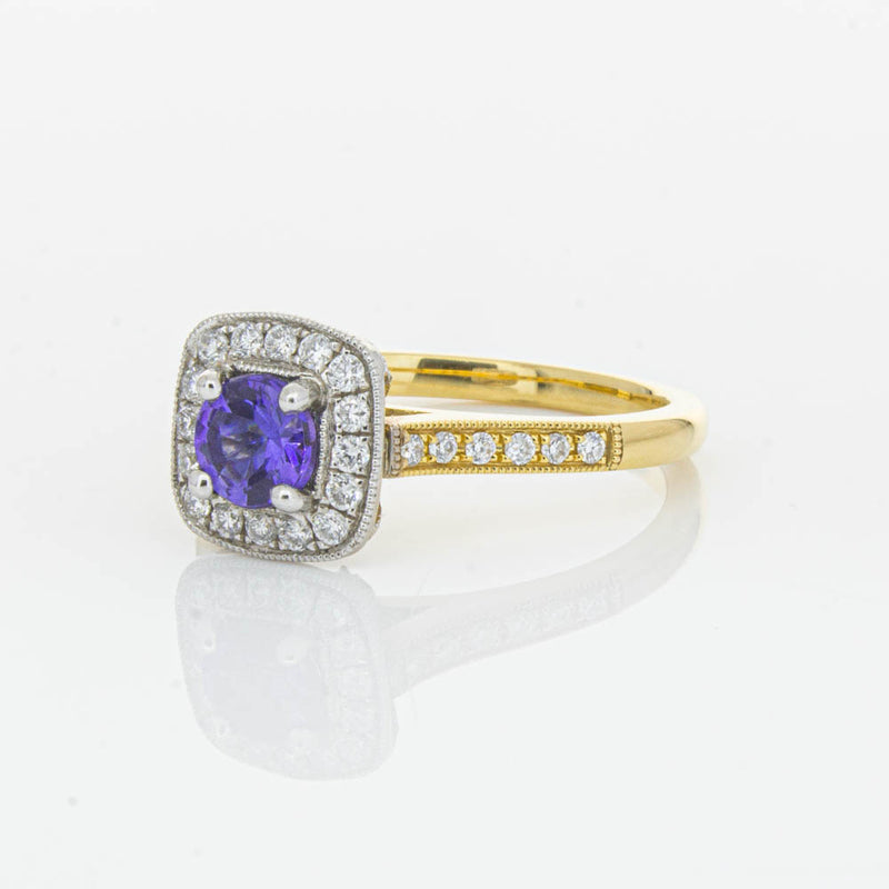 18ct Yellow & White Gold Tanzanite & Diamond Aurora Ring-Ring-Walker & Hall