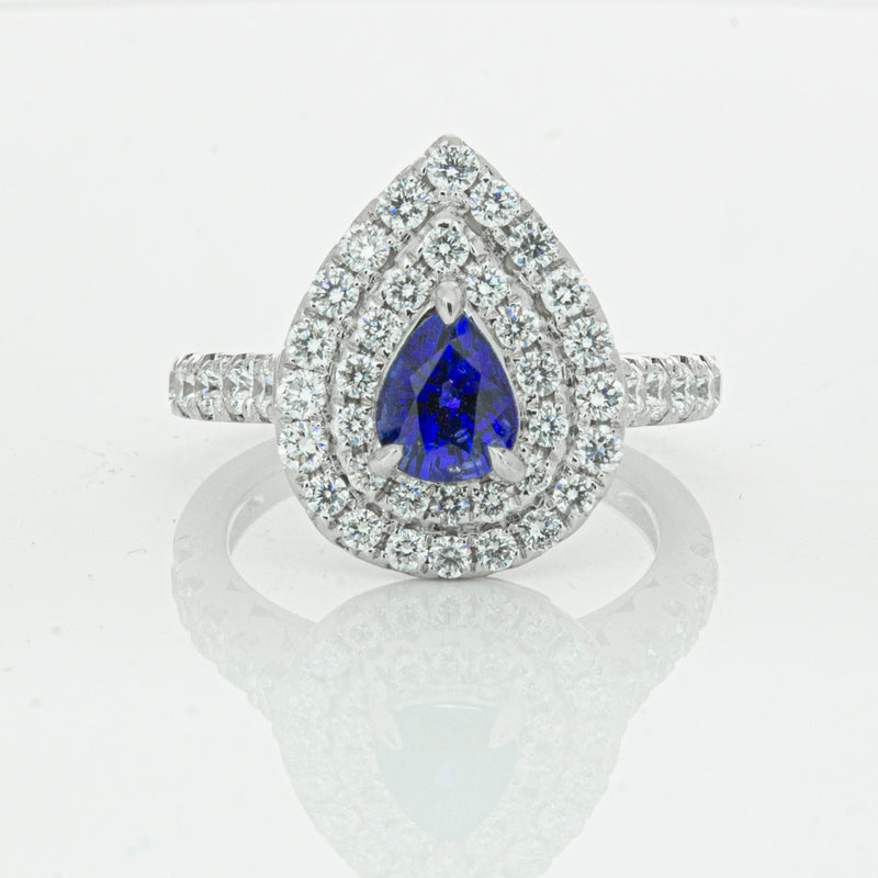 18ct White Gold Sapphire & Diamond Ring-Ring-Walker & Hall