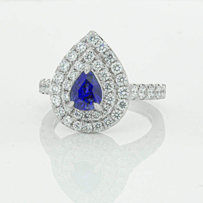 18ct White Gold Sapphire & Diamond Ring-Ring-Walker & Hall