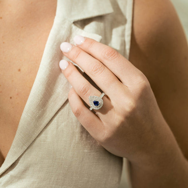 18ct White Gold Sapphire & Diamond Ring - Ring - Walker & Hall