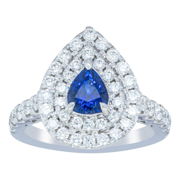 18ct White Gold Sapphire & Diamond Ring - Ring - Walker & Hall
