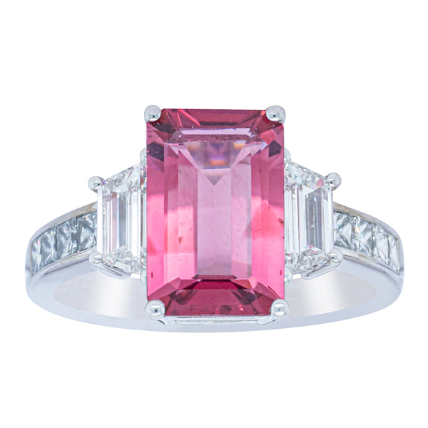 18ct White Gold 2.38ct Pink Tourmaline & Diamond Ring - Ring - Walker & Hall