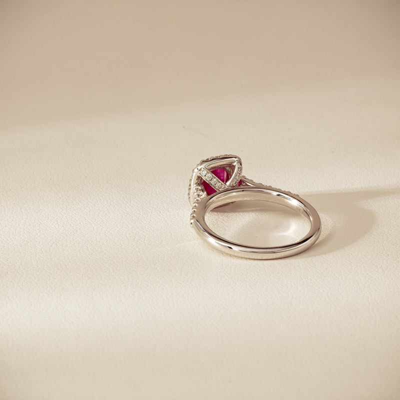 18ct White Gold 1.47ct Oval Ruby & Diamond Manhattan Ring - Ring - Walker & Hall