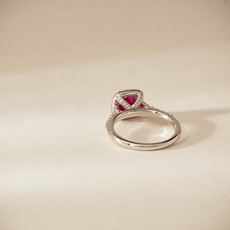 18ct White Gold 1.47ct Oval Ruby & Diamond Manhattan Ring - Ring - Walker & Hall