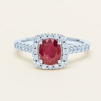 18ct White Gold 1.47ct Oval Ruby & Diamond Manhattan Ring - Ring - Walker & Hall