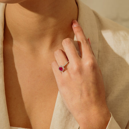 18ct White Gold 1.47ct Oval Ruby & Diamond Manhattan Ring - Ring - Walker & Hall