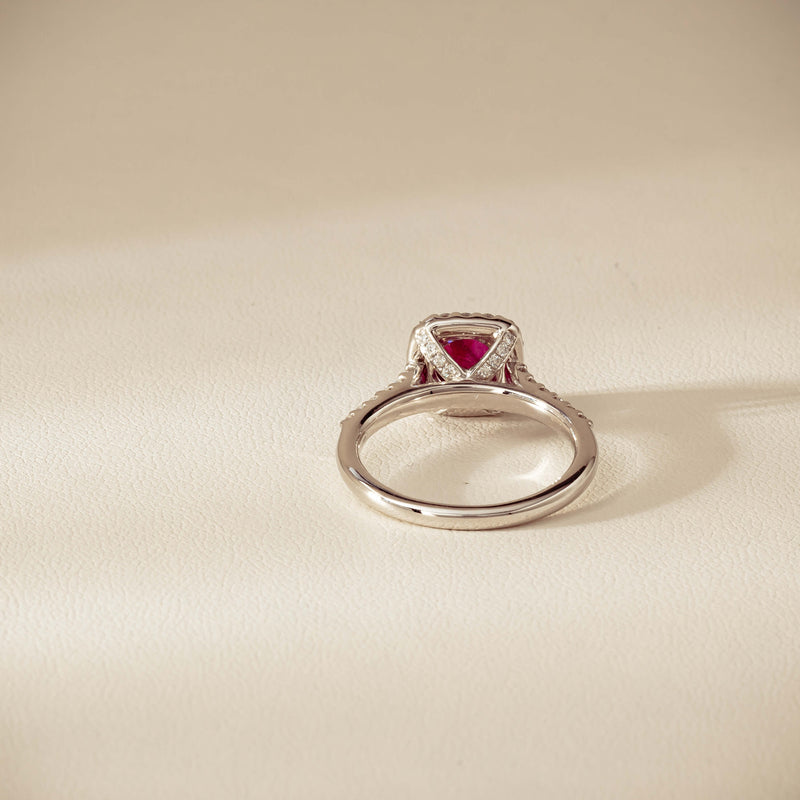 18ct White Gold 1.47ct Oval Ruby & Diamond Manhattan Ring - Ring - Walker & Hall