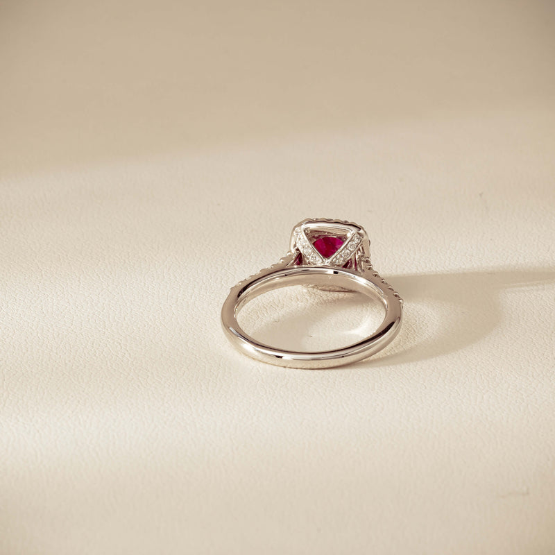 18ct White Gold 1.47ct Oval Ruby & Diamond Manhattan Ring - Ring - Walker & Hall