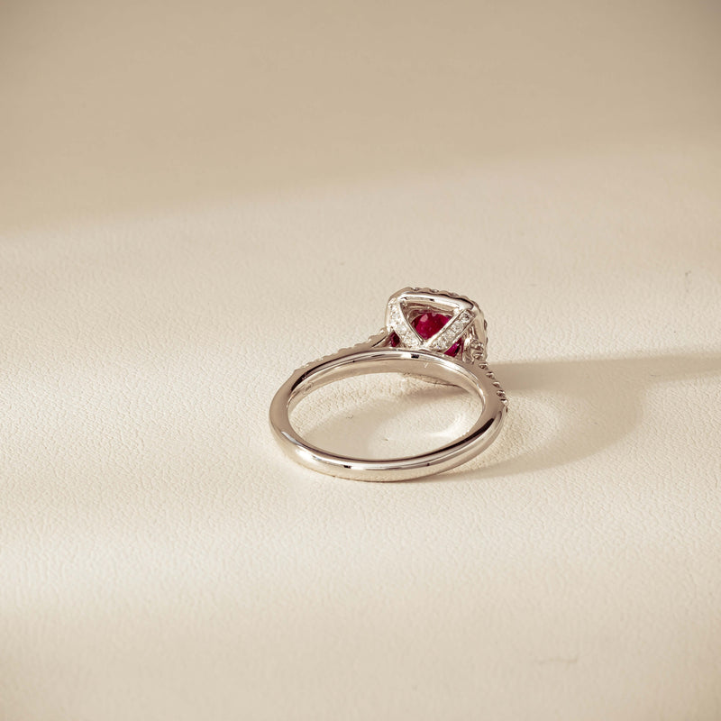 18ct White Gold 1.47ct Oval Ruby & Diamond Manhattan Ring - Ring - Walker & Hall