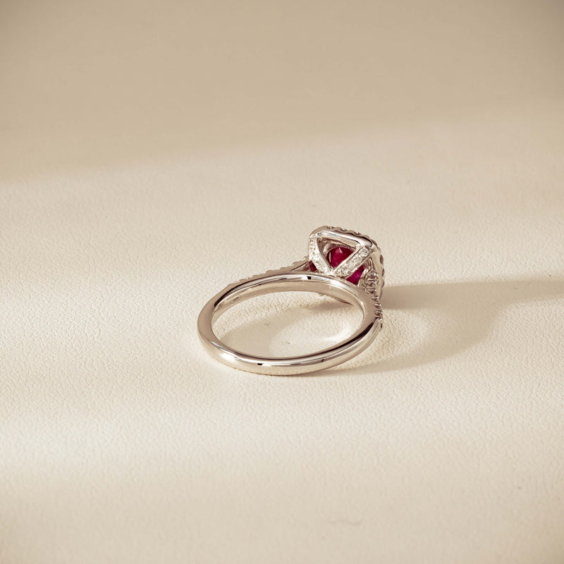 18ct White Gold 1.47ct Oval Ruby & Diamond Manhattan Ring - Ring - Walker & Hall