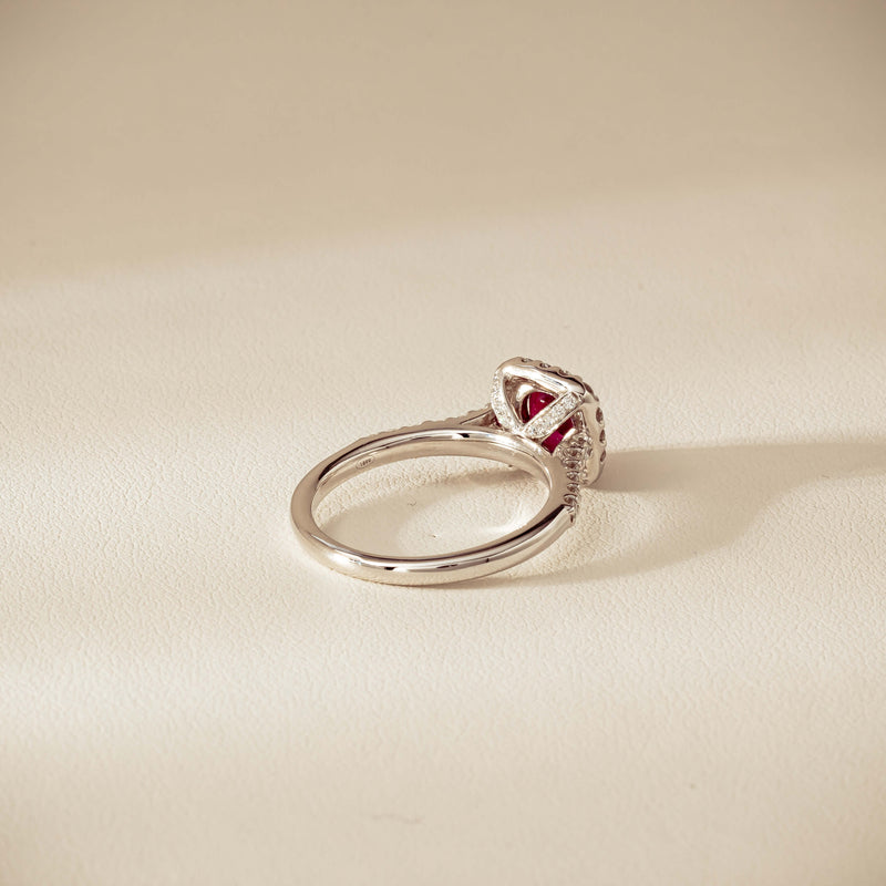 18ct White Gold 1.47ct Oval Ruby & Diamond Manhattan Ring - Ring - Walker & Hall