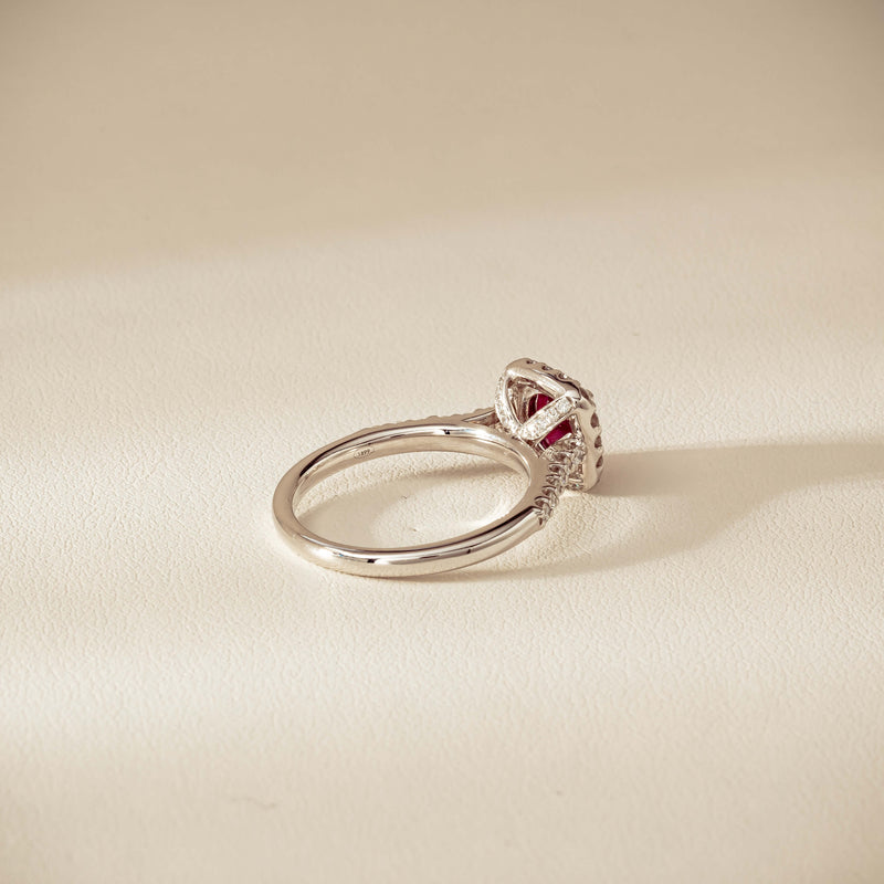 18ct White Gold 1.47ct Oval Ruby & Diamond Manhattan Ring - Ring - Walker & Hall