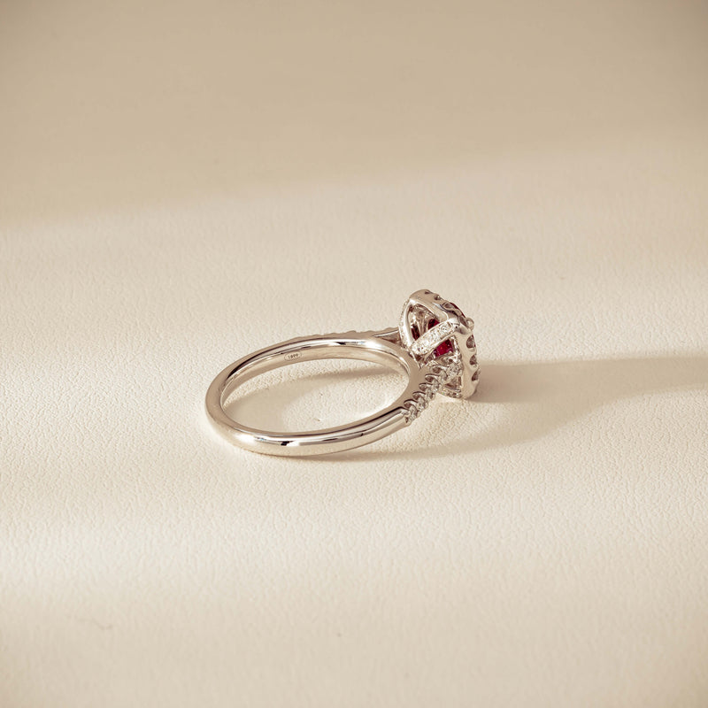 18ct White Gold 1.47ct Oval Ruby & Diamond Manhattan Ring - Ring - Walker & Hall