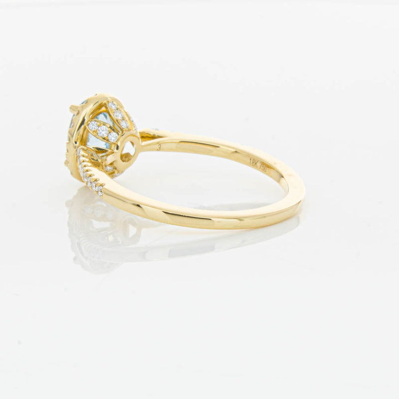 18ct Yellow Gold Aquamarine & Diamond Mini Sierra Ring-Ring-Walker & Hall