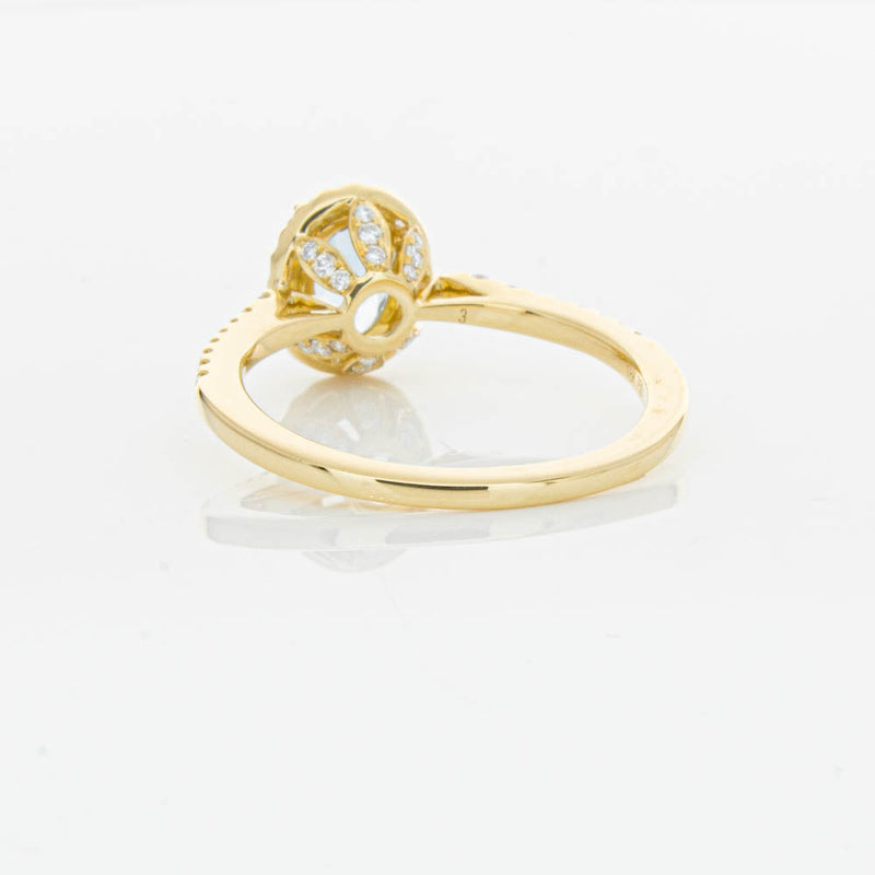 18ct Yellow Gold Aquamarine & Diamond Mini Sierra Ring-Ring-Walker & Hall