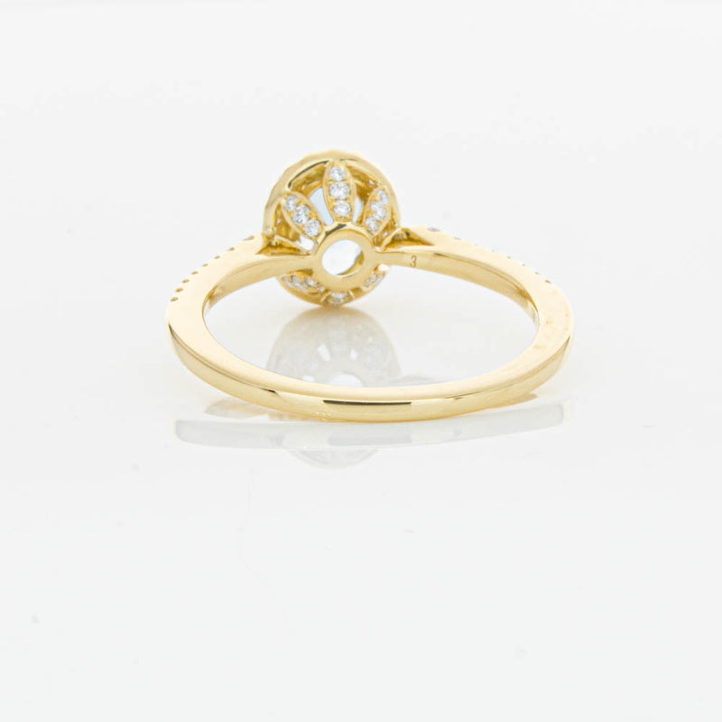 18ct Yellow Gold Aquamarine & Diamond Mini Sierra Ring-Ring-Walker & Hall