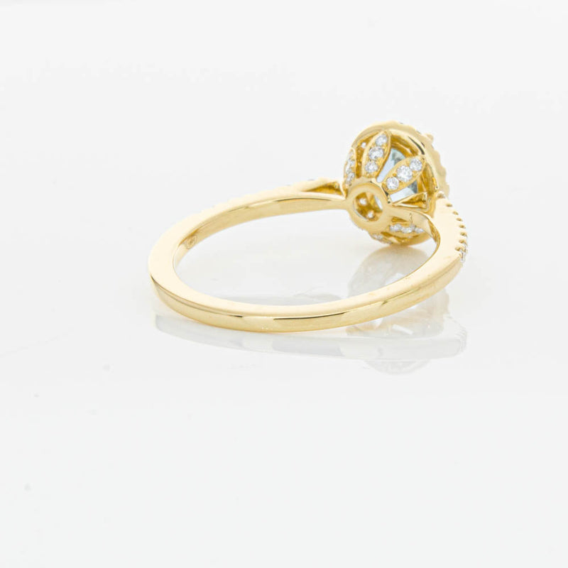 18ct Yellow Gold Aquamarine & Diamond Mini Sierra Ring-Ring-Walker & Hall