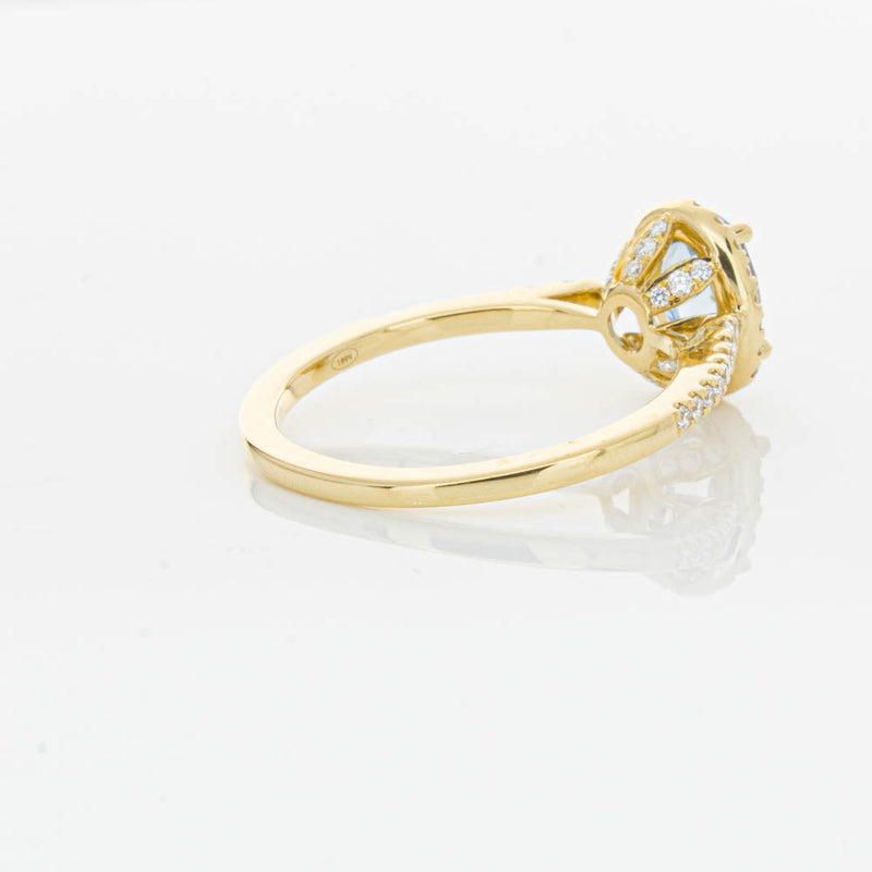 18ct Yellow Gold Aquamarine & Diamond Mini Sierra Ring-Ring-Walker & Hall