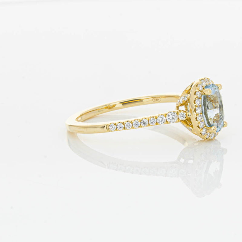 18ct Yellow Gold Aquamarine & Diamond Mini Sierra Ring-Ring-Walker & Hall