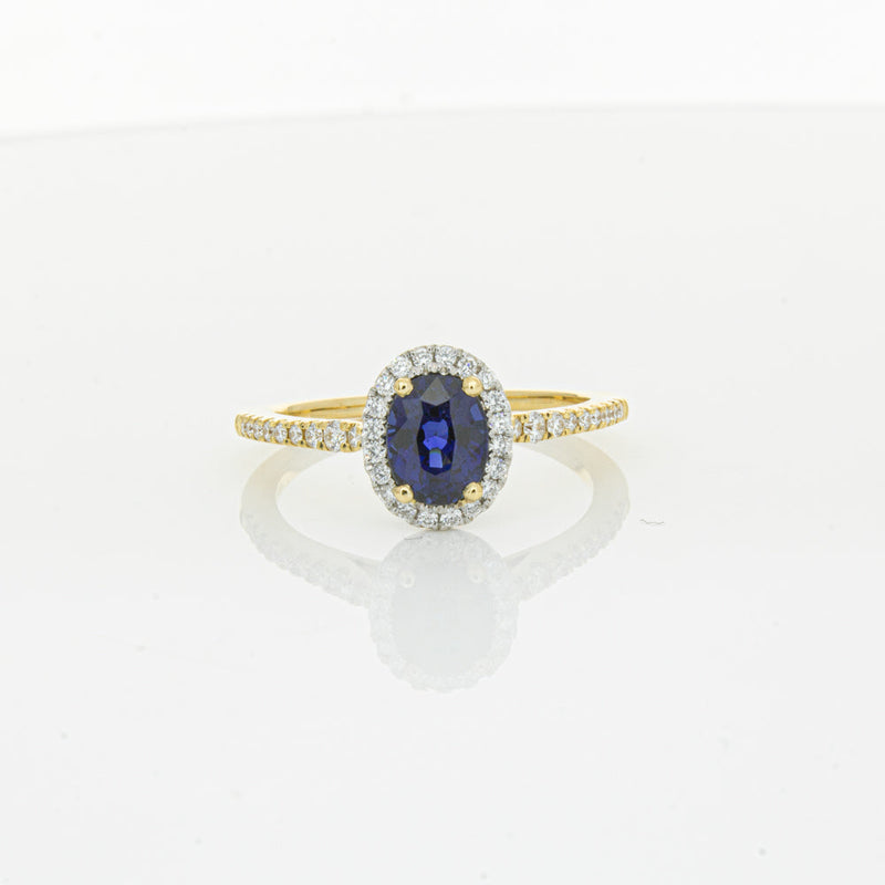 18ct Yellow Gold 1.08ct Sapphire & Diamond Mini Sierra Ring-Ring-Walker & Hall