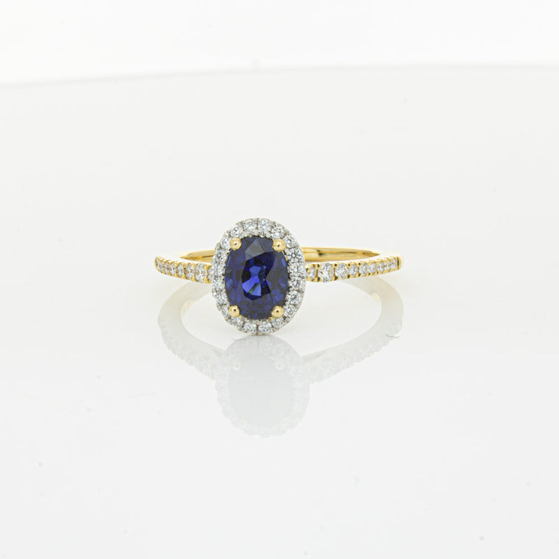 18ct Yellow Gold 1.08ct Sapphire & Diamond Mini Sierra Ring-Ring-Walker & Hall