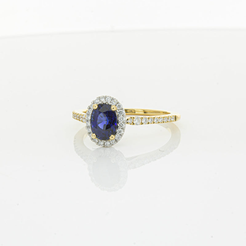 18ct Yellow Gold 1.08ct Sapphire & Diamond Mini Sierra Ring-Ring-Walker & Hall