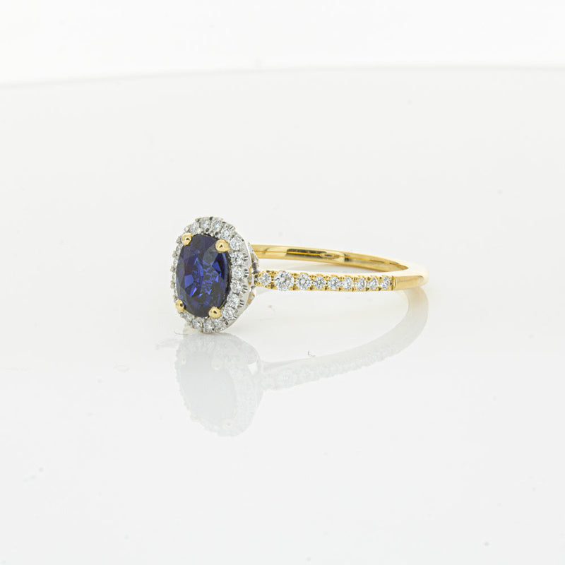 18ct Yellow Gold 1.08ct Sapphire & Diamond Mini Sierra Ring-Ring-Walker & Hall