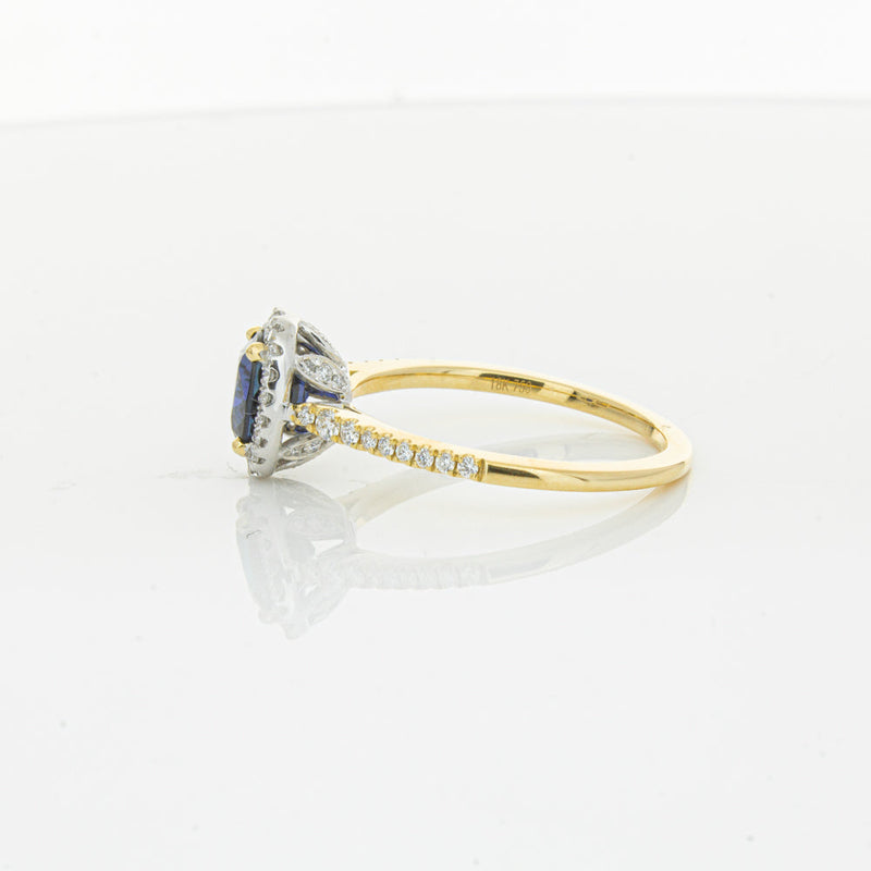 18ct Yellow Gold 1.08ct Sapphire & Diamond Mini Sierra Ring-Ring-Walker & Hall
