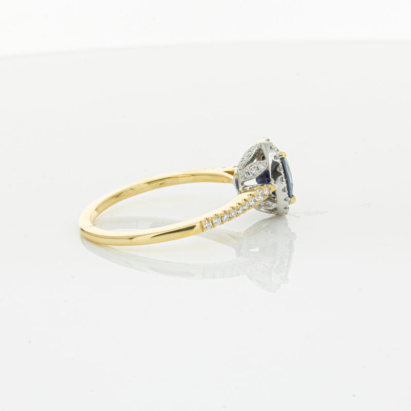 18ct Yellow Gold 1.08ct Sapphire & Diamond Mini Sierra Ring-Ring-Walker & Hall