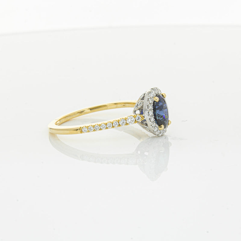 18ct Yellow Gold 1.08ct Sapphire & Diamond Mini Sierra Ring-Ring-Walker & Hall