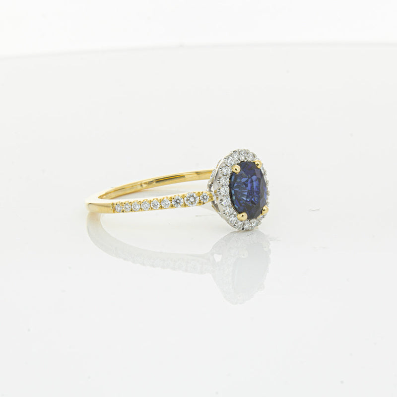 18ct Yellow Gold 1.08ct Sapphire & Diamond Mini Sierra Ring-Ring-Walker & Hall