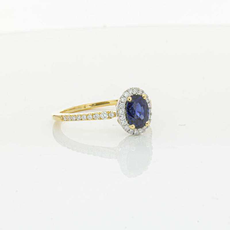 18ct Yellow Gold 1.08ct Sapphire & Diamond Mini Sierra Ring-Ring-Walker & Hall