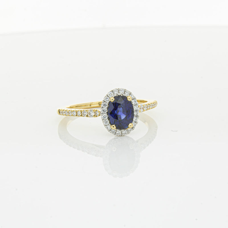 18ct Yellow Gold 1.08ct Sapphire & Diamond Mini Sierra Ring-Ring-Walker & Hall
