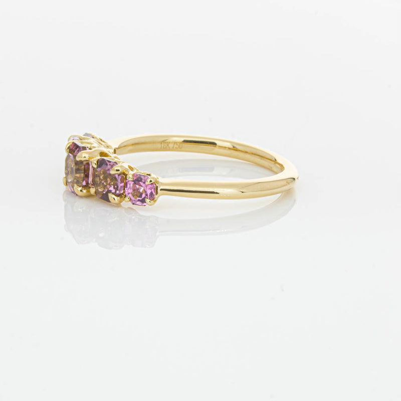18ct Yellow Gold Five Stone Pink Tourmaline Octavia Ring-Ring-Walker & Hall