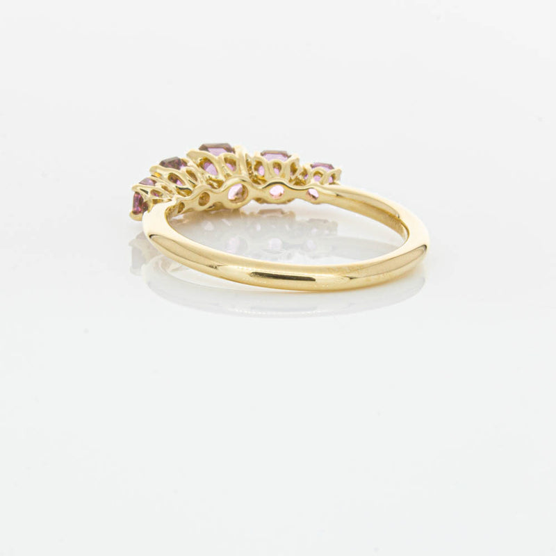 18ct Yellow Gold Five Stone Pink Tourmaline Octavia Ring-Ring-Walker & Hall