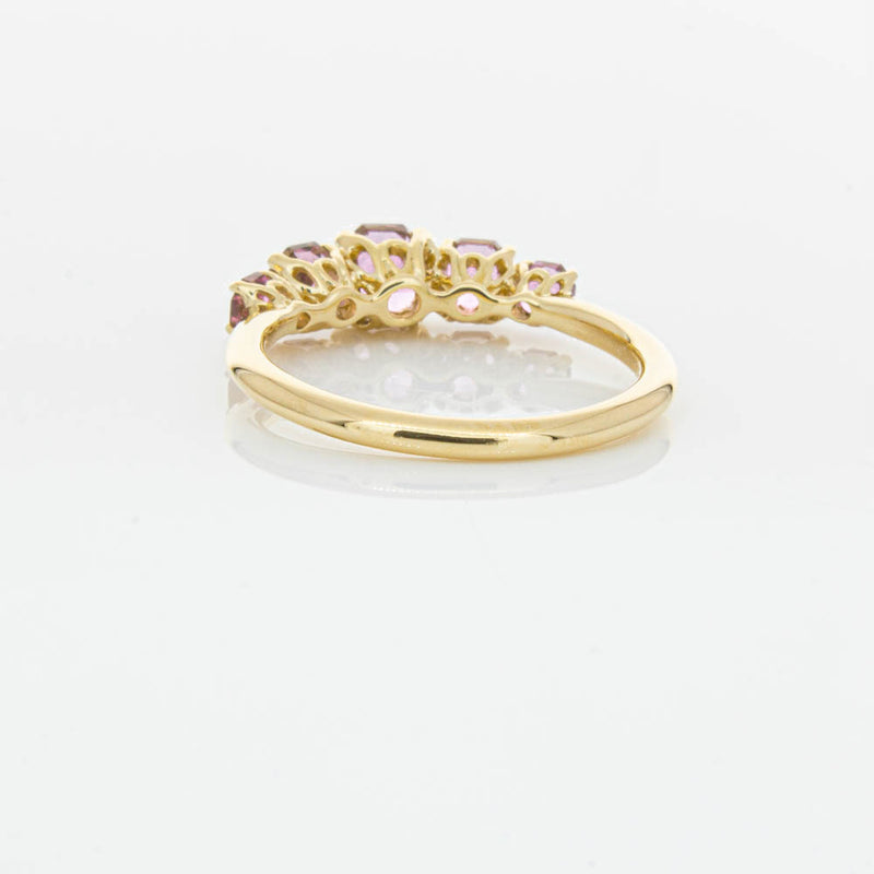 18ct Yellow Gold Five Stone Pink Tourmaline Octavia Ring-Ring-Walker & Hall