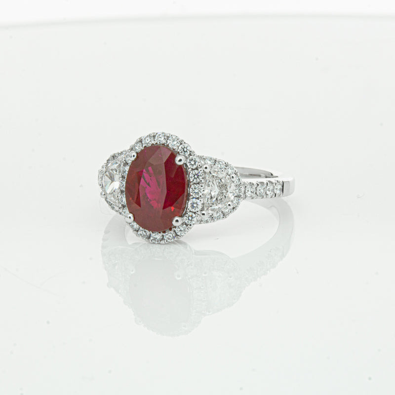 18ct White Gold Ruby & Diamond Ring-Ring-Walker & Hall