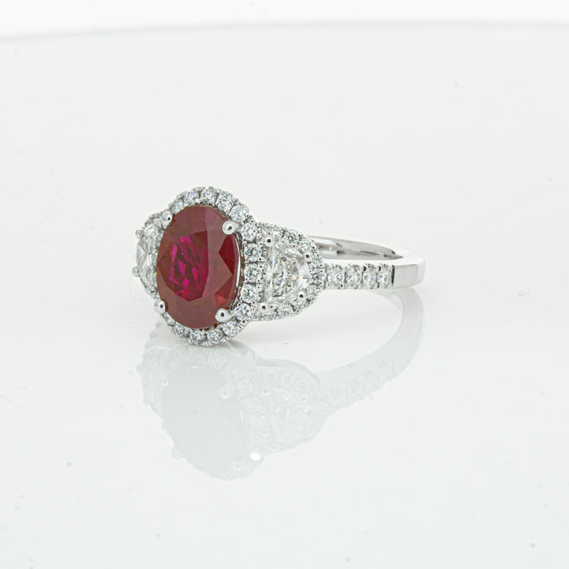18ct White Gold Ruby & Diamond Ring-Ring-Walker & Hall