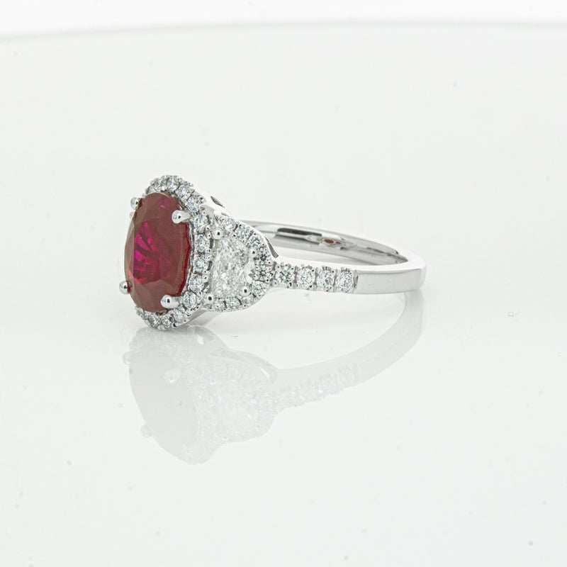 18ct White Gold Ruby & Diamond Ring-Ring-Walker & Hall