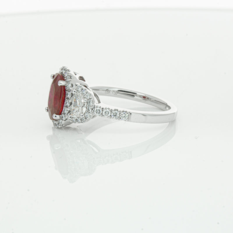 18ct White Gold Ruby & Diamond Ring-Ring-Walker & Hall