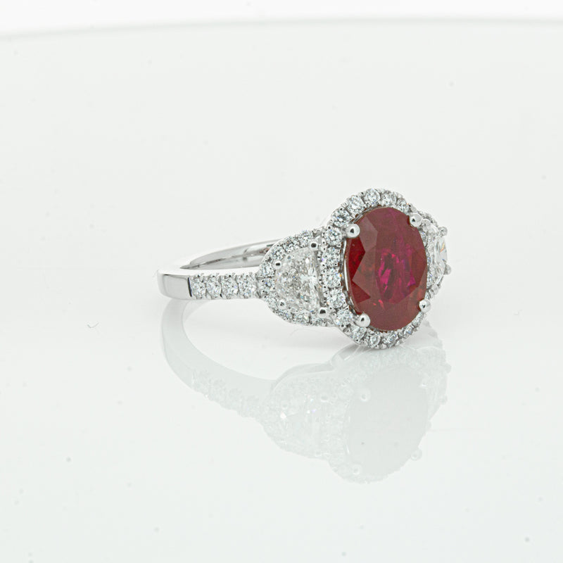 18ct White Gold Ruby & Diamond Ring-Ring-Walker & Hall
