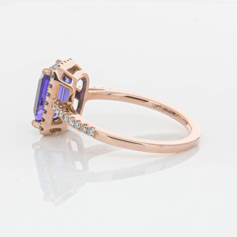 18ct Rose Gold 2.55ct Tanzanite & Diamond Ring-Ring-Walker & Hall