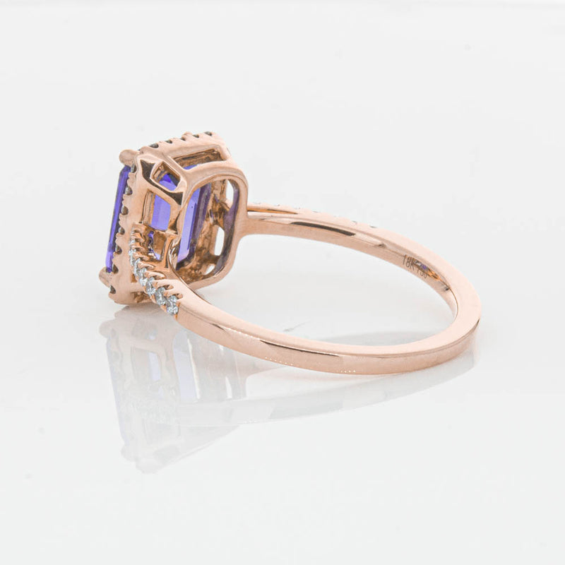 18ct Rose Gold 2.55ct Tanzanite & Diamond Ring-Ring-Walker & Hall