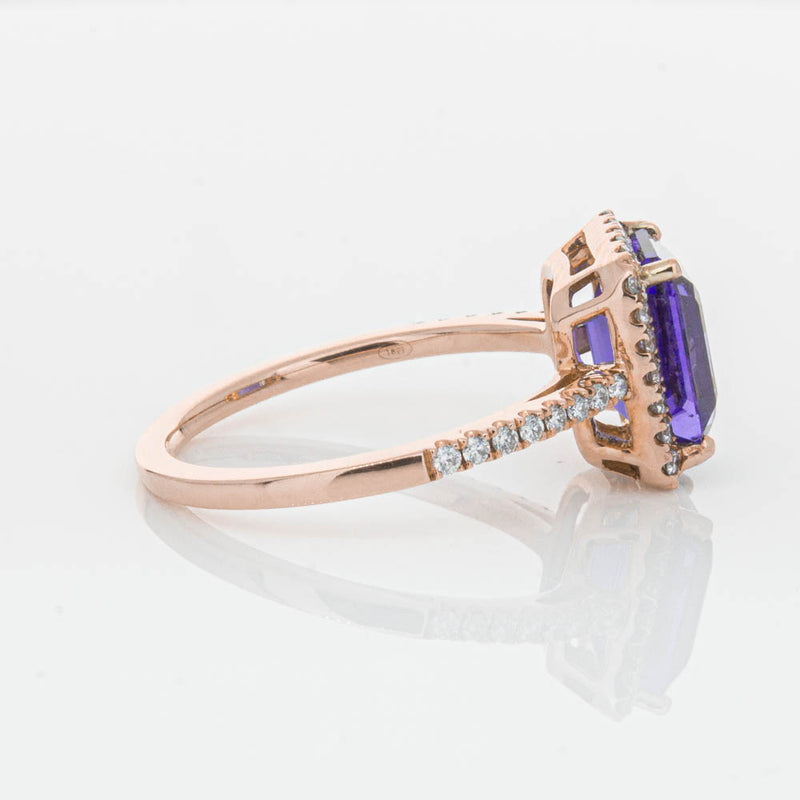 18ct Rose Gold 2.55ct Tanzanite & Diamond Ring-Ring-Walker & Hall