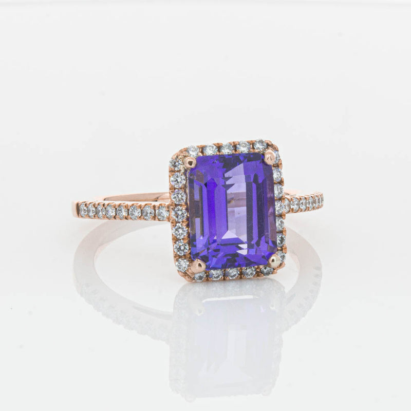 18ct Rose Gold 2.55ct Tanzanite & Diamond Ring-Ring-Walker & Hall