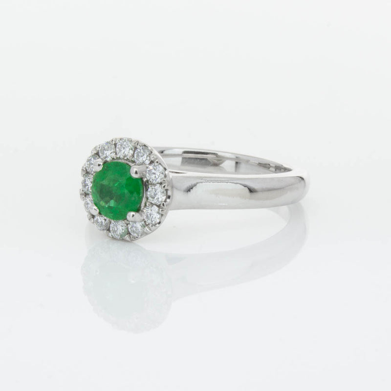 18ct White Gold Emerald & Diamond Eclipse Ring-Ring-Walker & Hall