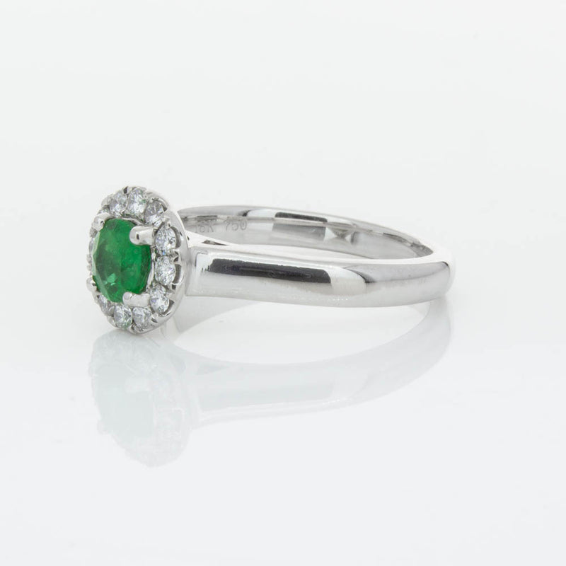 18ct White Gold Emerald & Diamond Eclipse Ring-Ring-Walker & Hall